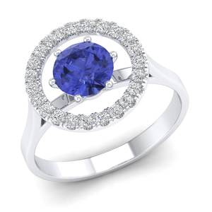 Bagues REYES en argent sterling 925 avec pierre précieuse tanzanite taille ronde de 0,84 carat, certifiées GRA, moissanite VVS, bijoux fins en gros - Product Image 2
