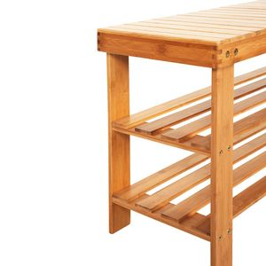 Moderno Sgabello Portascarpe in Bambù da 90 cm, Mobile per la Casa in Legno Massello con Scomparto per Stivali, Utilizzabile anche come Tavolino da Caffè - Product Image 4