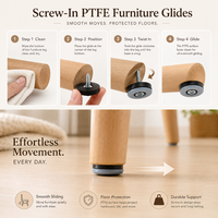 Glissières de chaise en PTFE de 30 mm à visser pour pieds de chaise en bois et sols durs