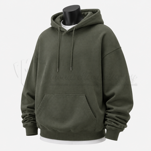 Sweat-shirt à capuche oversize pour homme, couleur unie, en molleton de coton, pull décontracté, streetwear d'automne, coupe classique - Product Image 3