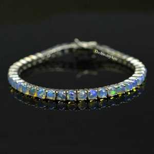 Pulsera Unisex con Ópalo Arcoíris Etíope Natural, Chapada en Plata, Claridad VVS, Cabujón Redondo, Estilo Romántico, Regalo - Product Image 4