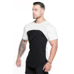 T-shirt à manches courtes pour homme, coupe slim, col rond, tricoté, décontracté, rouge et bleu marine - Product Image 2