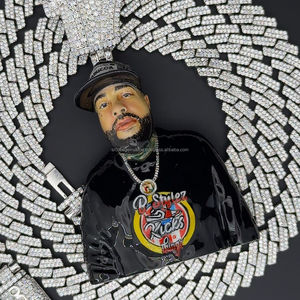 925 plata esterlina personalizada 3D esmalte hombres cara GRA certificado VVS Moissanite corte redondo Hip Hop colgante a precio al por mayor - Product Image 5