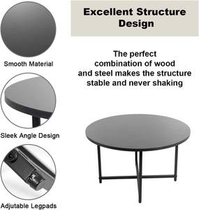 Modern Black Round <b>Coffee</b> <b>Table</b> <b>Small</b> Circle Center <b>Table</b> Wooden Accent Tea <b>Table</b> for Living Room Apartment - Product Image 4