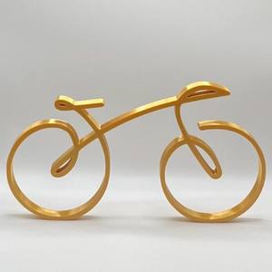 Sculpture de vélo minimaliste Art Déco faite à la main, figurine de vélo en aluminium noir avec cadre en fil métallique, décoration moderne pour la maison, le bureau, l'étagère, cadeau - Product Image 3