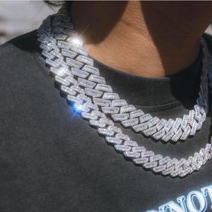 925 Silver Moissanite <b>Diamond</b> Cuban <b>Chain</b> White Gold Two Tone Hip Hop Necklace for <b>Men</b> Fashion Jewelry - Product Image 6