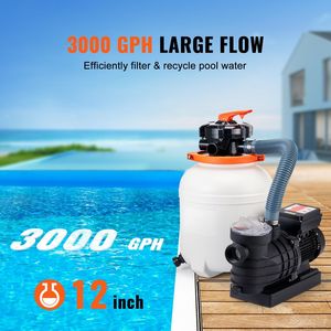 Pompe de filtration à sable 12 pouces 3000 GPH 1/2 HP pour piscines hors sol, ensemble combiné de filtres et pompes de piscine 6 voies de taille personnalisée - Product Image 2