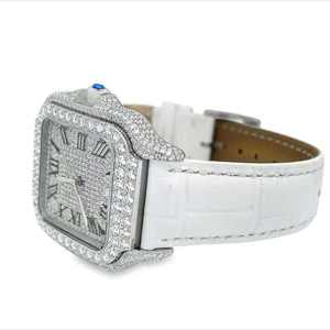 Elegante Reloj Unisex de Lujo con Movimiento Digital, Caja Cuadrada de Acero Inoxidable, Cristal de Moissanita con Corte Radiante, Números Romanos, Edición Limitada - Product Image 2
