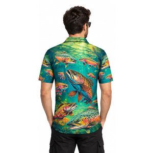 Polo de pêche pour homme avec imprimé truite, séchage rapide, UPF 50, vêtements d'extérieur - Product Image 5