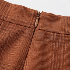 Women High Waist A-Line Plaid Wool Skirt Knee-Length Autumn Style Comfortable Woven Fabric - Product Image 4