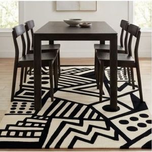 Tapis géométrique moderne au meilleur prix, rectangulaire, beige et noir, motif abstrait, poils plats, dos antidérapant en caoutchouc, pour salon - Product Image 4