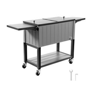 Frigorifero portatile da 80QT con ruote e motivo leopardato, carrello refrigerante per feste e patio con ripiano inferiore per 50 bottiglie / 110 lattine - Product Image 1