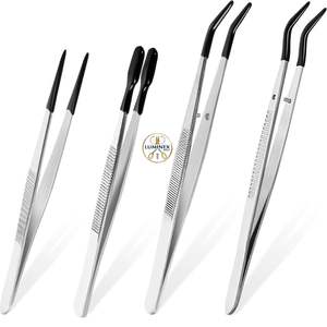 Juego de 4 Pinzas con Puntas de Goma, Pinzas de Precisión Recubiertas de PVC para Manualidades, Joyería, Electrónica y Trabajos de Laboratorio - Product Image 1