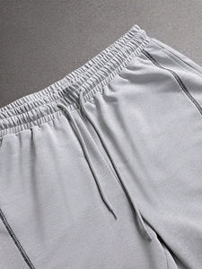 Ensemble deux pièces d'été respirant pour hommes, personnalisé avec logos sérigraphiés sur le devant, style streetwear, en jersey polyester/coton, collection Acid, le plus vendu - Product Image 2