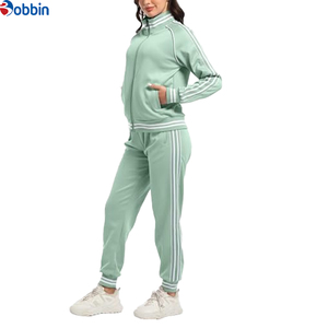 Ensemble de survêtement classique personnalisé pour femme, très populaire, pour le sport, à manches longues, tenue de gym unie 2-en-1 - Product Image 1