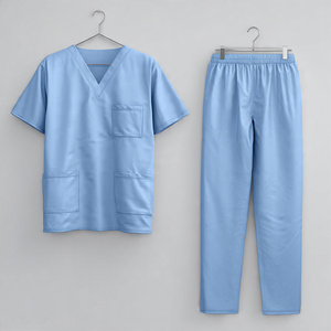 Medical <b>Scrubs</b> Uniform Wholesale Unisex Hospital Nursing Knitted 100% Cotton Breathable Comfortable <b>Scrub</b> <b>Sets</b> - Product Image 2