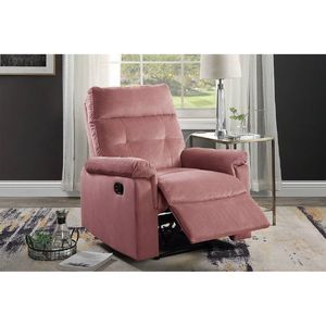 Luxurious Blush Pink Velvet Motion <b>Recliner</b> Chair 1pc Manual Motion Plush Armrest Tufted Back Couch Living Room Furniture - Product Image 2