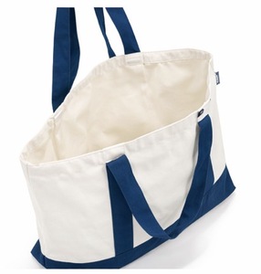 Printed Polyester/Cotton <b>Tote</b> <b>Bag</b> Woven Style Eco Friendly Blue White Color Block Design Water Resistant Customizable - Product Image 2