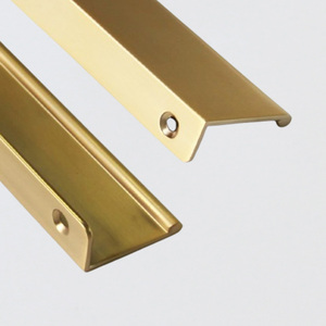 Cheap Price Brushed <b>Gold</b> Aluminum Alloy Edge <b>Pull</b> Cabinet Handle Minimalist <b>Drawer</b> <b>Pull</b> for Kitchen Bathroom Wardrobe - Product Image 6