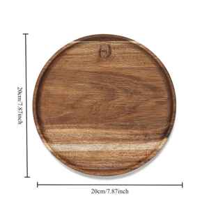 Bandejas de Servicio Redondas de Madera de Mango, Estilo Rústico, Decorativas, para Otomana, Portavelas, Decoración del Hogar, para Café - Product Image 4