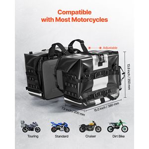 Borse Laterali per Moto di Grande Capacità 56 L (28 L X 2) Impermeabili in Tessuto ABS Compatibili con la Maggior Parte delle Moto - Product Image 2