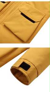 Veste matelassée à capuche dorée pour homme, séchage rapide, imperméable, coupe-vent, fermeture éclair, hiver, décontractée, longueur normale, rembourrée en coton - Product Image 5