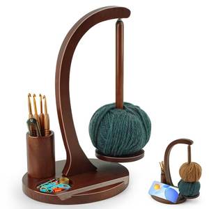 Eco-Friendly Wooden Yarn Holder Stand Double Spindle Round Shape for Sewing Convenient Use - Product Image 2