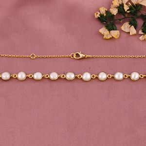 Collar de Cadena con Perlas Naturales de Agua Dulce |   Latón Chapado en Oro - Product Image 3