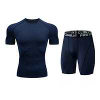 Ensemble de sous-vêtements de compression pour homme, haute visibilité, manches courtes, protection anti-UV, vêtements de sport professionnels