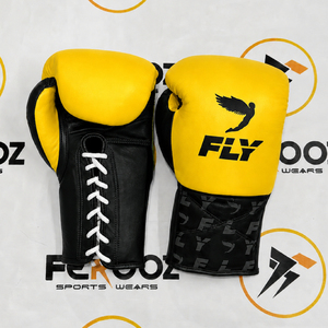 Gants de boxe Fly noirs et rouges à lacets en cuir respirant pour adultes, équipement d'entraînement de MMA, gants de boxe en cuir véritable - Product Image 4