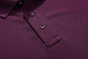 Camisa de Piqué Morada de Manga Corta para Hombre, Informal, Transpirable, de Algodón, Color Sólido, Tejido de Punto, Corte Regular, Cierre de Botones, Alta Calidad - Product Image 4
