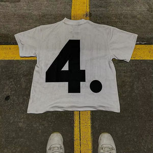 Camiseta Retro Americana Casual 100% Algodón, Cuello Redondo, Corte Cuadrado, Oversize, con Parche Bordado Desgastado para Hombre - Product Image 6