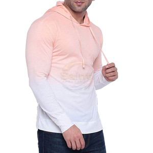 เสื้อฮู้ดดี้ผู้ชาย ผ้าฝ้าย 100% ทรงโอเวอร์ไซส์ สีชมพูขาวไล่เฉด แขนยาว สวมใส่สบาย พร้อมคุณสมบัติป้องกันรอยยับและป้องกันการเป็นขุย - Product Image 6