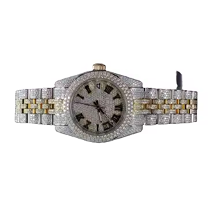 Nouvelle Arrivée Montre Automatique de Luxe en Acier Inoxydable Vieilli 41mm avec Diamants Bracelet 20mm Style Business Quartz Haute Qualité Hip Hop - Product Image 2