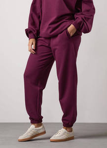 Ensemble de survêtement polaire uni personnalisé pour femme, deux pièces, pull à capuche et pantalon de jogging, vente en gros - Product Image 3