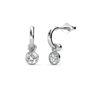 Pendientes colgantes minimalistas adornados con cristales de <span class=keywords><strong>Swarovski</strong></span> Pendientes de plata esterlina 925 Daisini chapados en oro de 18 quilates - Product Image 4