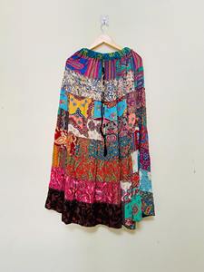 Faldas Maxi de Seda Bohemias al por Mayor con Diseño de Patchwork en Capas, Coloridas, Estilo Hada, Exóticas, Largas, Fluidas, a Rayas, Recicladas, para Fiesta de Ibiza - Product Image 6