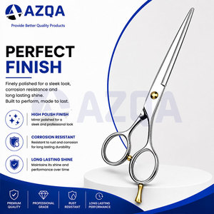 Ciseaux de coiffure professionnels en acier inoxydable avec vis dorée et repose-doigts pour barbier et salon de coiffure - Product Image 5