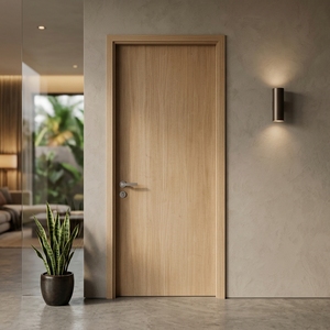Puerta Interior de Madera con Acabado HPL con Vetas de Madera, Diseño Moderno y Minimalista para Dormitorio - Product Image 2