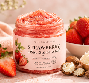 Strawberry Shea Sugar <b>Body</b> <b>Scrub</b> Organic Exfoliating <b>Body</b> Polish for Deep Cleansing & Skin Brightening Private Label Bulk Supply - Product Image 3