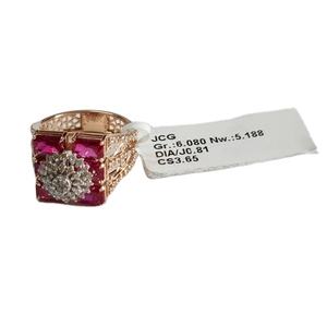 Anillo de diamantes de compromiso de lujo con anillo de rubí cuadrado de corte redondo de princesa rubí para sus favoritos - Product Image 1