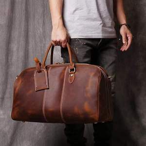 Sac de voyage week-end pour homme en cuir PU écologique, sac de transport pour la nuit avec compartiment à chaussures et poche étanche, sac de sport personnalisé - Product Image 3