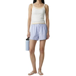 Shorts de sport pour femmes SRC personnalisés OEM, en coton popeline premium, rayés, style moto et motard, avec ceinture élastique - Product Image 6