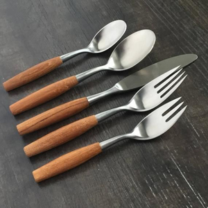 Best Selling Creative Quality Stainless Steel Cutlery <b>Set</b> With Wooden Handles Modern Kitchen Tableware Dinnerware <b>Flatware</b> <b>Set</b> - Product Image 3