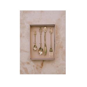Gold Cutlery Set Mirror Polished Brass Metal <b>flatware</b> set Modern Cutlery Set - Product Image 1