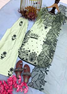 Ensemble de salwar kameez en soie brodée vert élégant pour femmes, vêtements ethniques traditionnels, kurta, dupatta et pantalon - Product Image 6