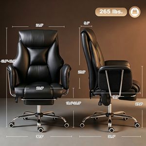Sedia da Ufficio Direzionale con Schienale Alto, Massaggio a Vibrazione a 6 Punti, Poggiapiedi in Pelle PU, Base in Nylon Nero, Materiale in Legno - Product Image 2