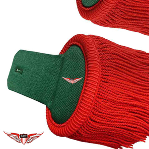 Epaulettes Francesas Napoleónicas de la Mejor Calidad, Rojas con Flecos, Tela Verde, Fabulosas Hechas a Mano, Personalizables - Product Image 3