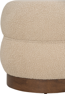 Modern Round <b>Pouf</b> Ottoman with Upholstered Fabric in Brown Beige Color for Home Living Room Apartment Hotel Use - Product Image 3