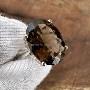 Anillo de corte esmeralda Octágono ahumado de plata esterlina sólida 925-Anillo de punta de plata-Anillo hecho a mano ahumado - Product Image 1